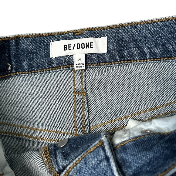 Re/Done 90s High Rise Ankle Crop Jeans Slim Fit Dusk Destroy Size 26 - Picture 4 of 6